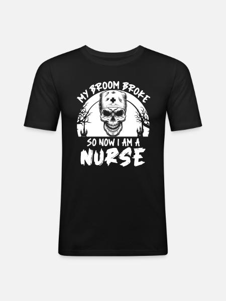 Halloween Skull Nurse - Men's Slim Fit T-Shirt - black