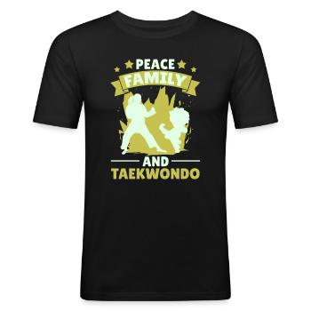 Taekwondo Mère Taekwondo Mama - T-shirt près du corps Homme - noir - Devant - Nik (191cm)