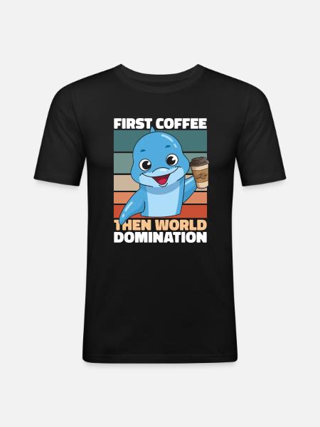 Dolphin Dolphin Coffee - Men's Slim Fit T-Shirt - black