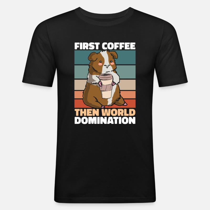 Cochon d’Inde Café cochon d’Inde - T-shirt près du corps Homme - noir