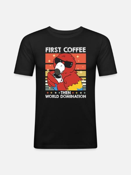 Parrot Coffee Sunglasses - Men's Slim Fit T-Shirt - black