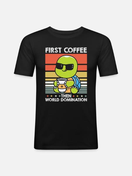 Turtle Coffee Sunglasses - Men's Slim Fit T-Shirt - black