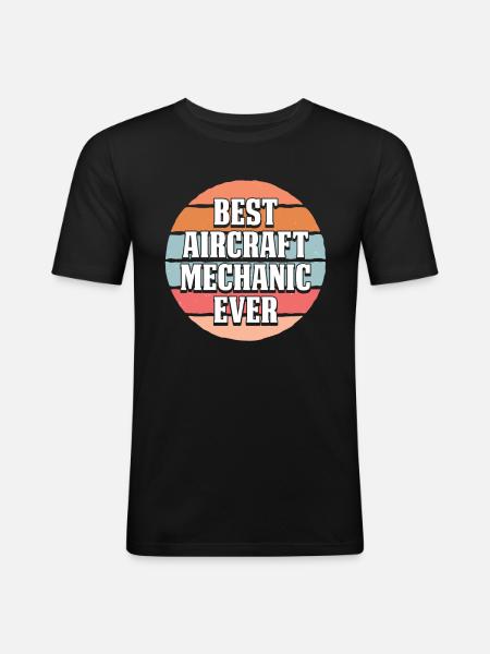 Flugzeug Mechaniker - Männer Slim Fit T-Shirt - Schwarz