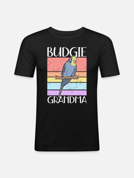 Budgerigar Grandma | Budgerigars Gift - Men's Slim Fit T-Shirt - black