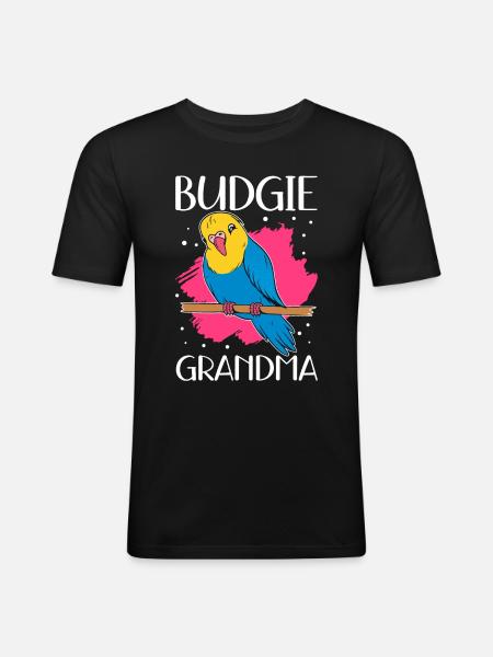 Budgerigar Grandma Budgerigars Gift - Men's Slim Fit T-Shirt - black