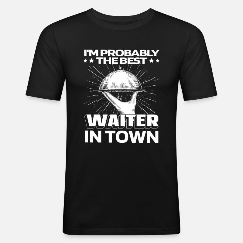 Kellner Kellnerin Witzig - Männer Slim Fit T-Shirt - Schwarz