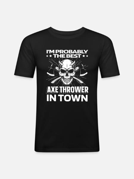 Axe Throwing Axe Thrower Skull - Men's Slim Fit T-Shirt - black