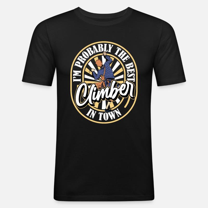 Klettern Kletterer Lustig - Männer Slim Fit T-Shirt - Schwarz