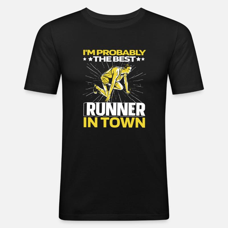 Løper Jogger Løper Løper Morsomt - Slim Fit T-skjorte for menn - svart