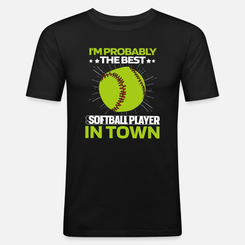 Softball - Männer Slim Fit T-Shirt - Schwarz