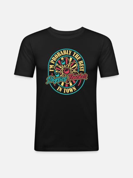 Physik Phyiker Witzig - Männer Slim Fit T-Shirt - Schwarz