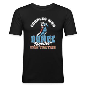 Couple professeur de danse - T-shirt près du corps Homme - noir - Devant - Nik (191cm)