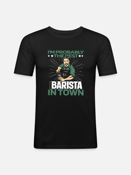 Barista Coffee Funny - Men's Slim Fit T-Shirt - black