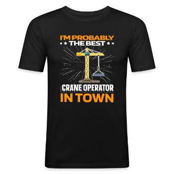 Crane driver Crane operator - Men's Slim Fit T-Shirt - black - Front - Nik (191cm)
