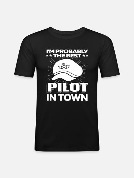 Airplane Pilot - Men's Slim Fit T-Shirt - black