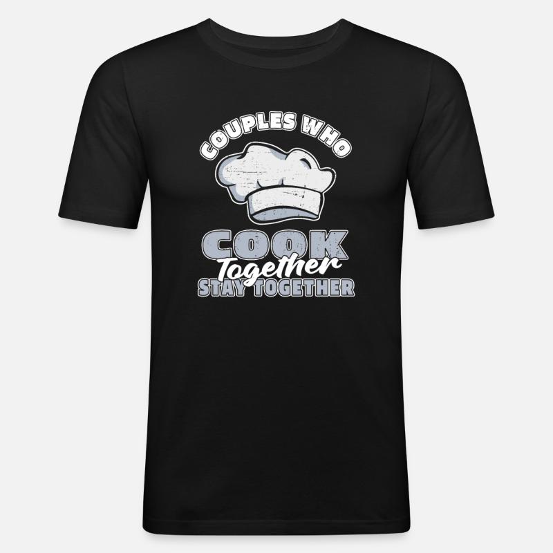 Koch Kochen Paar - Männer Slim Fit T-Shirt - Schwarz