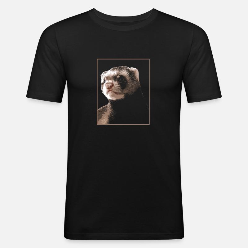 Frettchen Iltis - Männer Slim Fit T-Shirt - Schwarz