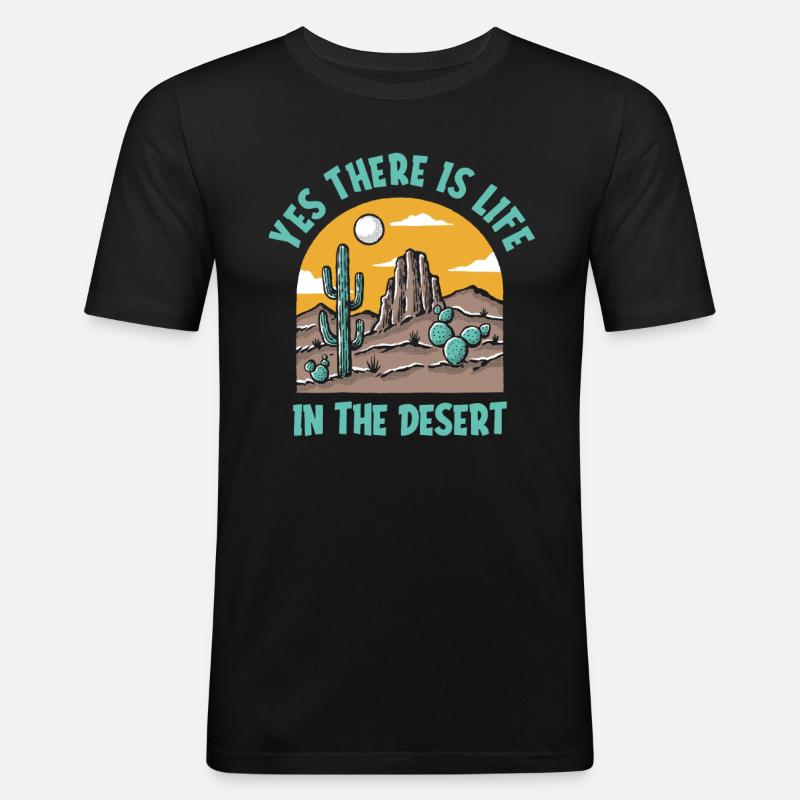 Kaktus Garten - Männer Slim Fit T-Shirt - Schwarz