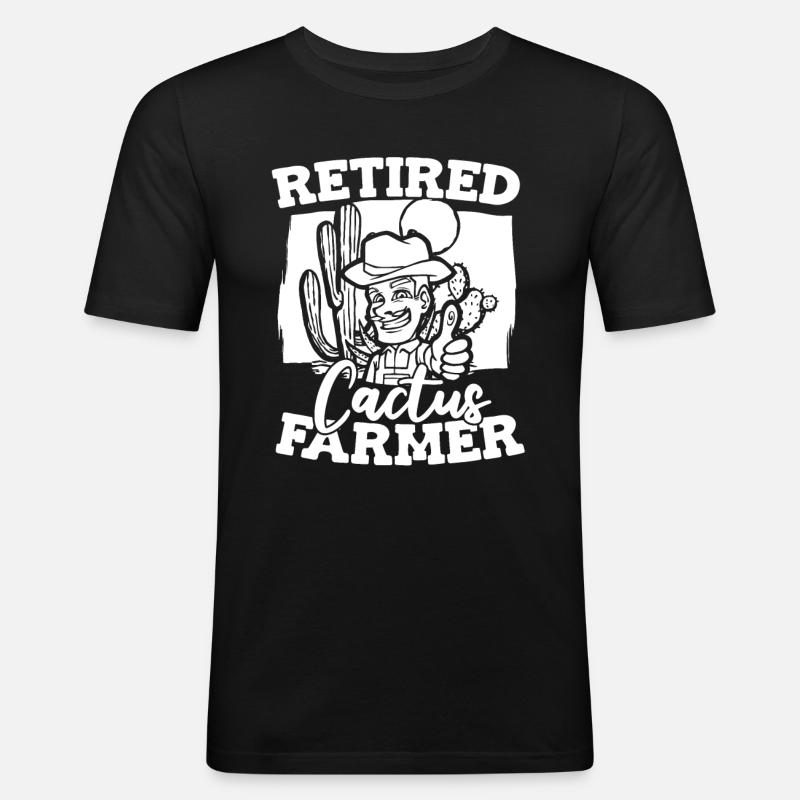 Kaktus Garten - Männer Slim Fit T-Shirt - Schwarz