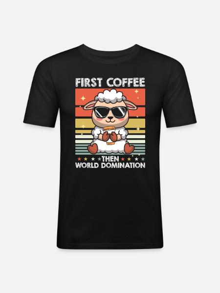 Schaf Lustig - Männer Slim Fit T-Shirt - Schwarz