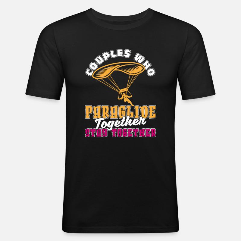 Paragleiter Paragleiten Paar - Männer Slim Fit T-Shirt - Schwarz