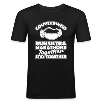 Ultramarathon Couple - T-shirt près du corps Homme - noir - Devant - Nik (191cm)