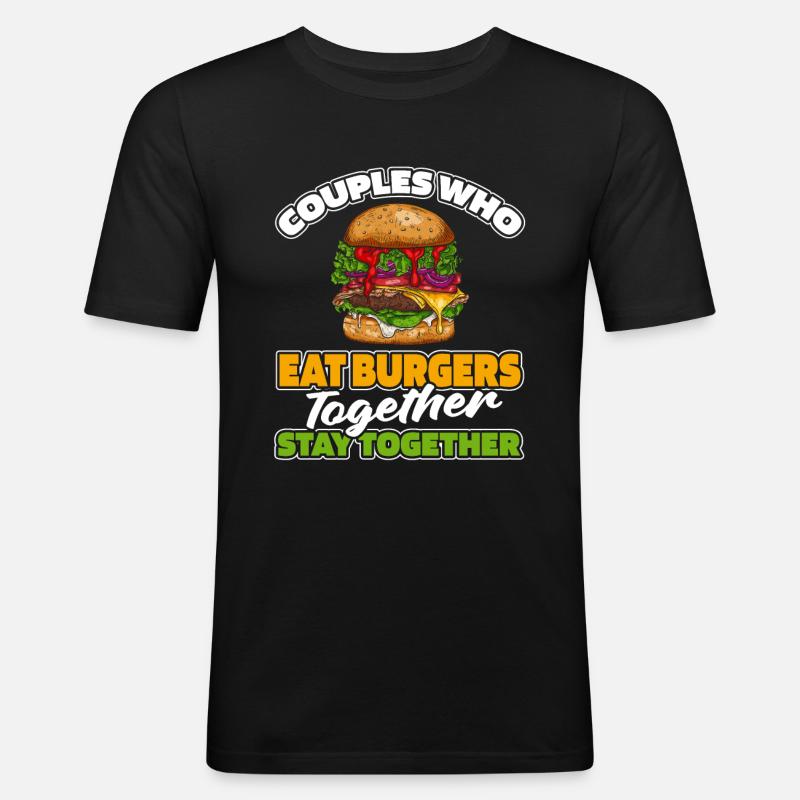 Burger Hamburger Paar - Männer Slim Fit T-Shirt - Schwarz