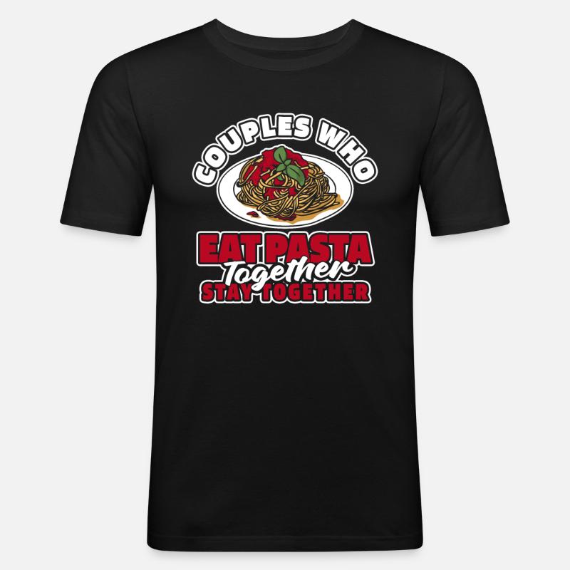 Pasta Paar - Männer Slim Fit T-Shirt - Schwarz