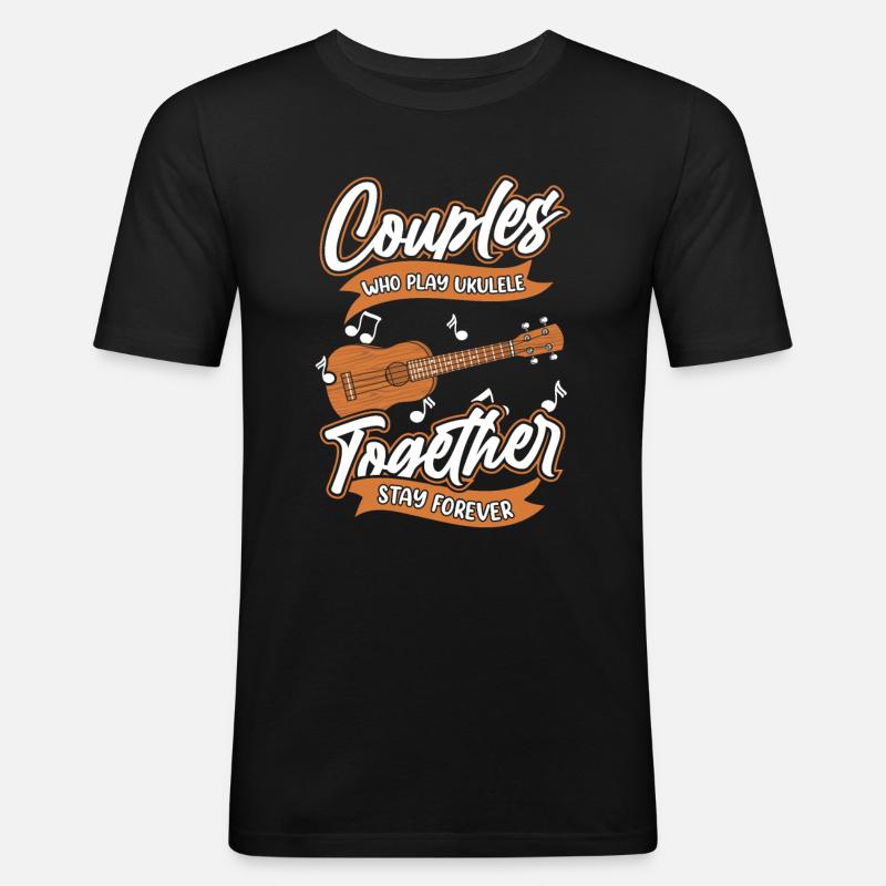 Ukulele Paar - Männer Slim Fit T-Shirt - Schwarz