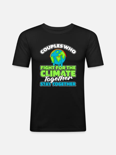 Climate Change Protection Couple - Men's Slim Fit T-Shirt - black