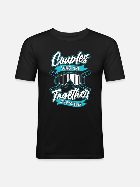 Skiing Apres Ski Couple - Men's Slim Fit T-Shirt - black