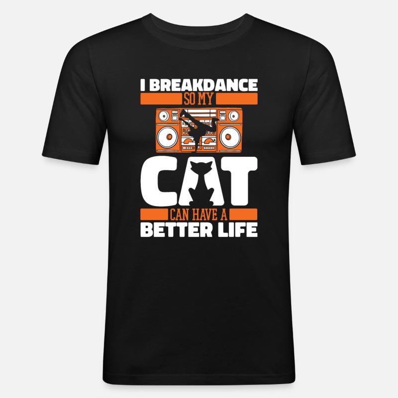 Breakdance Breakdancer Breakdance Chat - T-shirt près du corps Homme - noir