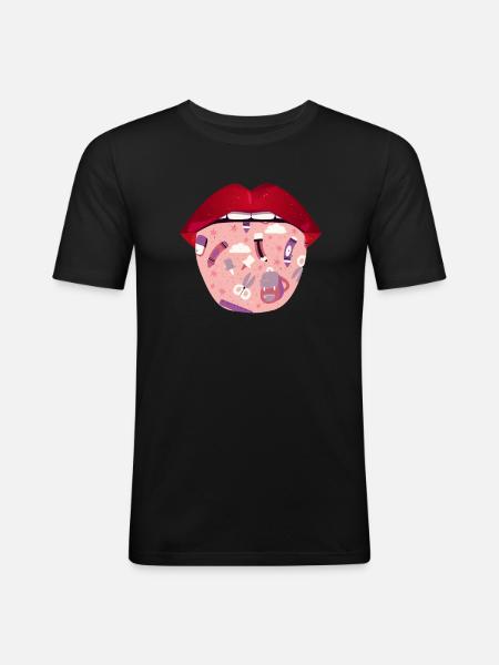 Kindergarten teacher Childminder Lips - Men's Slim Fit T-Shirt - black