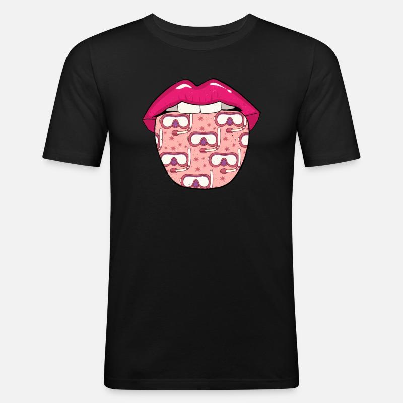 Schnorcheln Lippen - Männer Slim Fit T-Shirt - Schwarz
