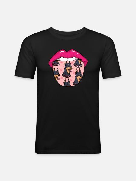 Doberman lips - Men's Slim Fit T-Shirt - black