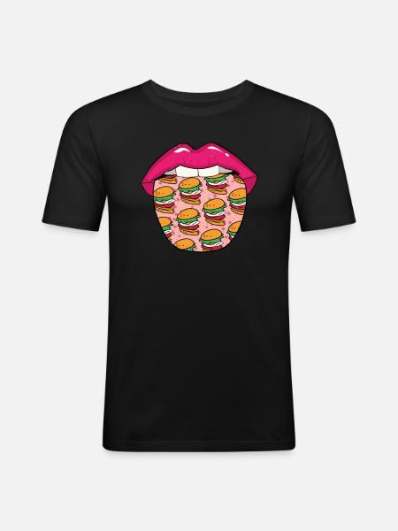 Burger Hamburger Zunge - Men's Slim Fit T-Shirt - black