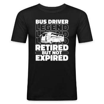 Bus Bus Chauffeur d’autobus à la retraite - T-shirt près du corps Homme - noir - Devant - Nik (191cm)