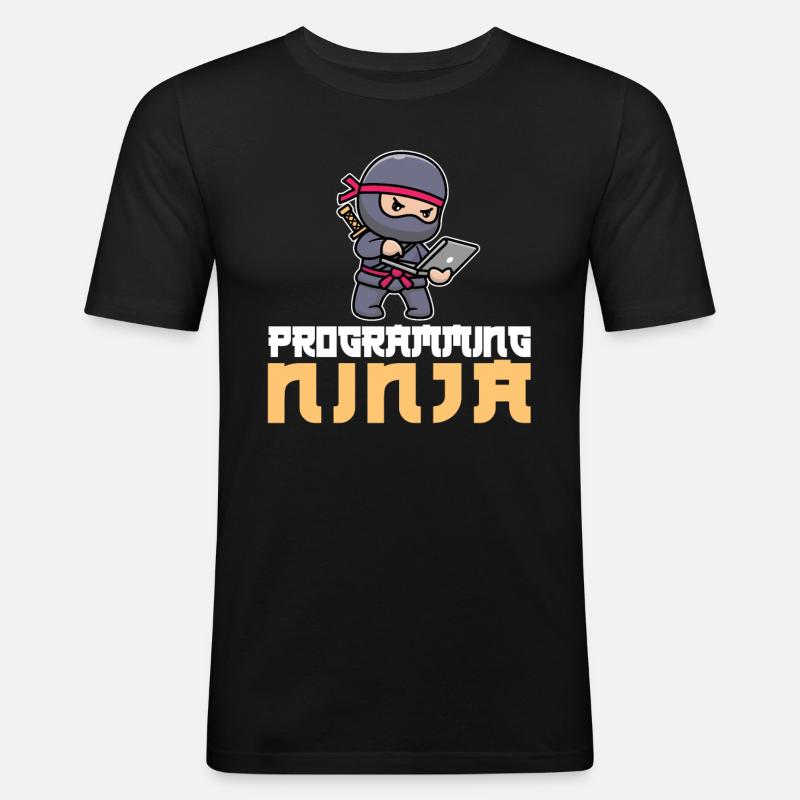 Entwickler Coder Programmierer Ninja - Männer Slim Fit T-Shirt - Schwarz