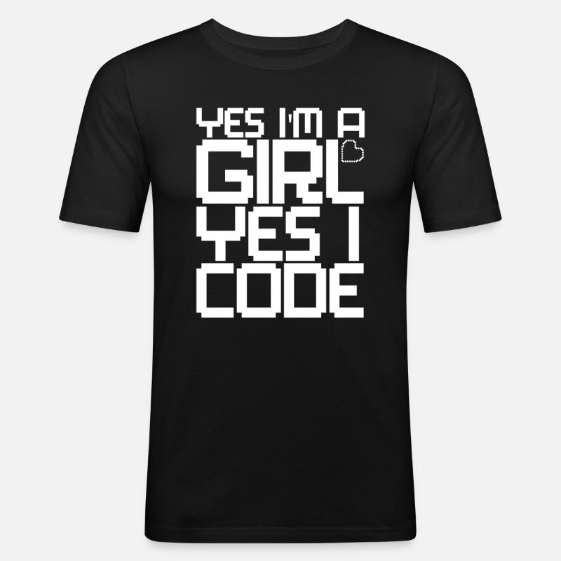 Développeur Coder Programmeur Girl - T-shirt près du corps Homme - noir