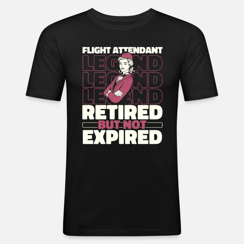 Flugbegleiter Stewardess Im Ruhestand - Männer Slim Fit T-Shirt - Schwarz