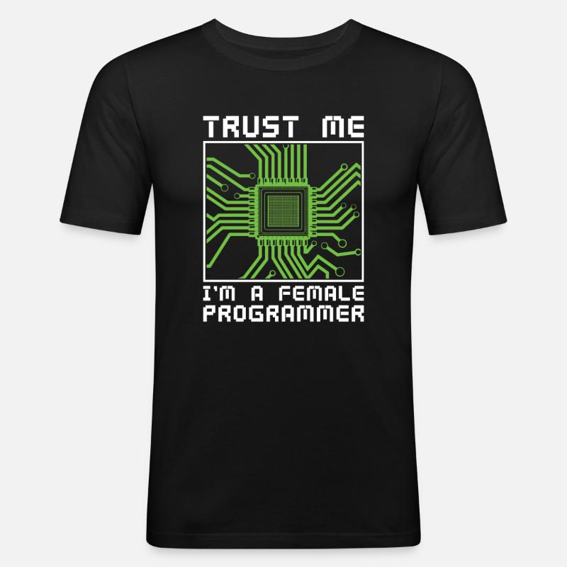 Developer Coder Programmer Microchip - Men's Slim Fit T-Shirt - black