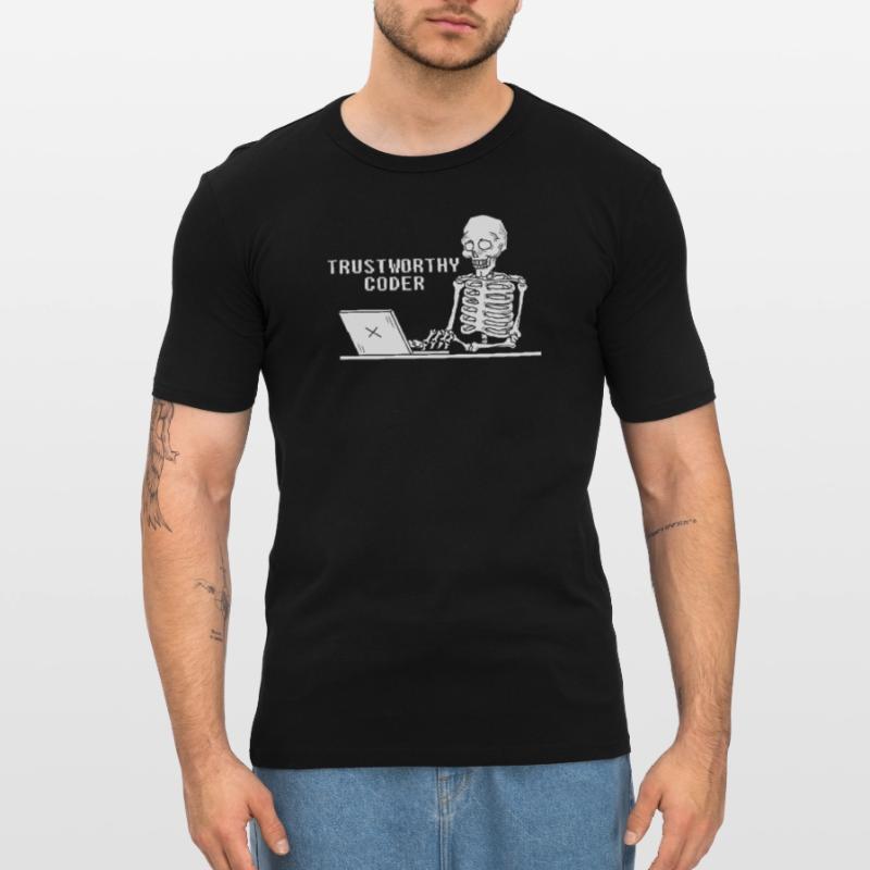 Développeur Coder Programmeur Squelette T-shirt près du corps Homme