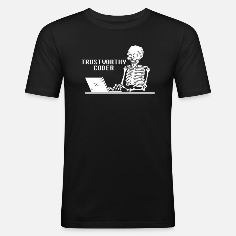 Développeur Coder Programmeur Squelette - T-shirt près du corps Homme - noir