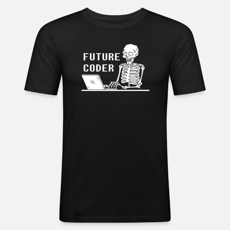 Développeur Coder Programmeur Squelette - T-shirt près du corps Homme - noir