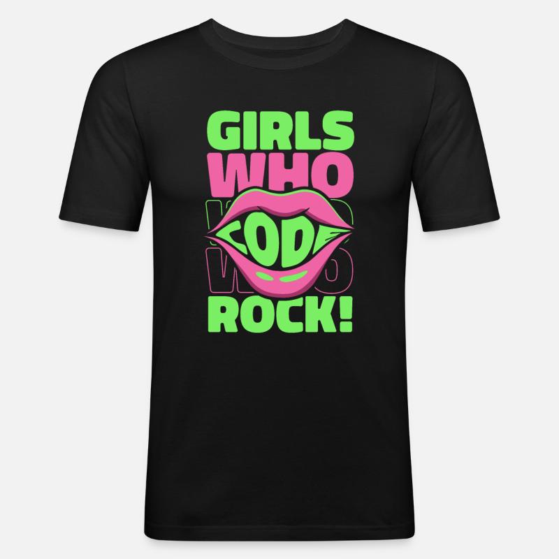 Développeur Coder Programmeur Girl - T-shirt près du corps Homme - noir