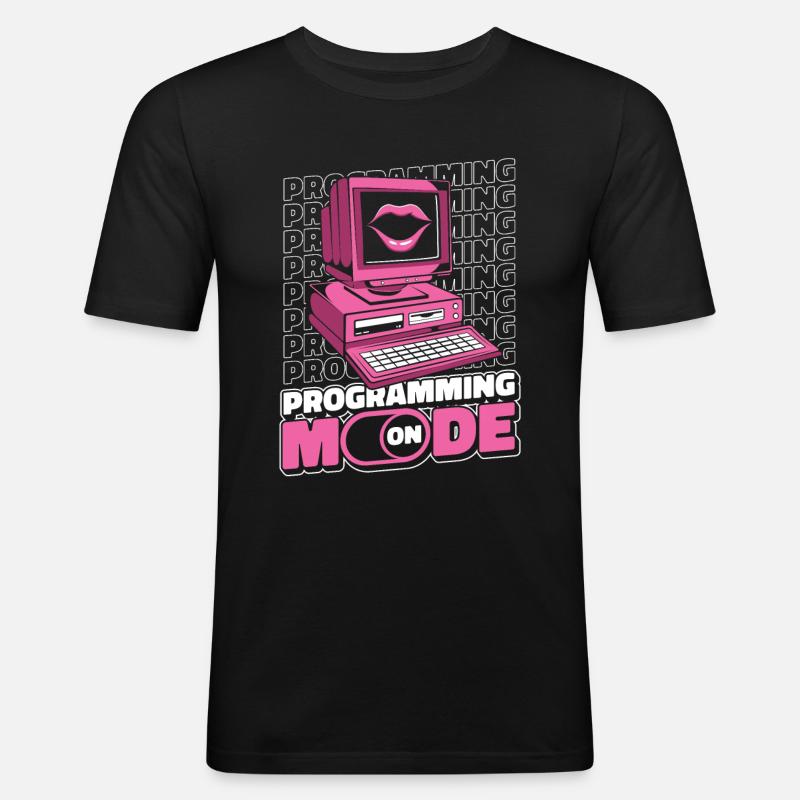 Developer Coder Programmer Lips - Men's Slim Fit T-Shirt - black