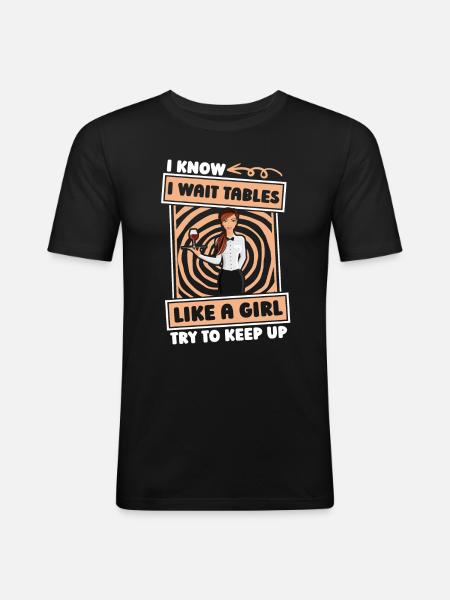 Kellner Kellnerin Lustig - Männer Slim Fit T-Shirt - Schwarz