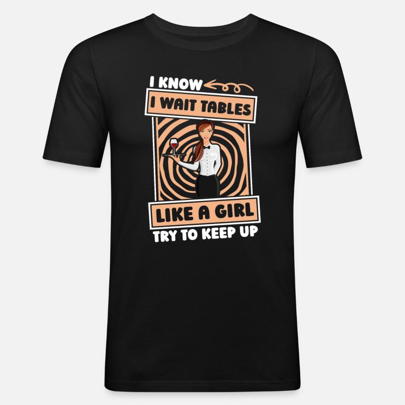 Kellner Kellnerin Lustig - Männer Slim Fit T-Shirt - Schwarz