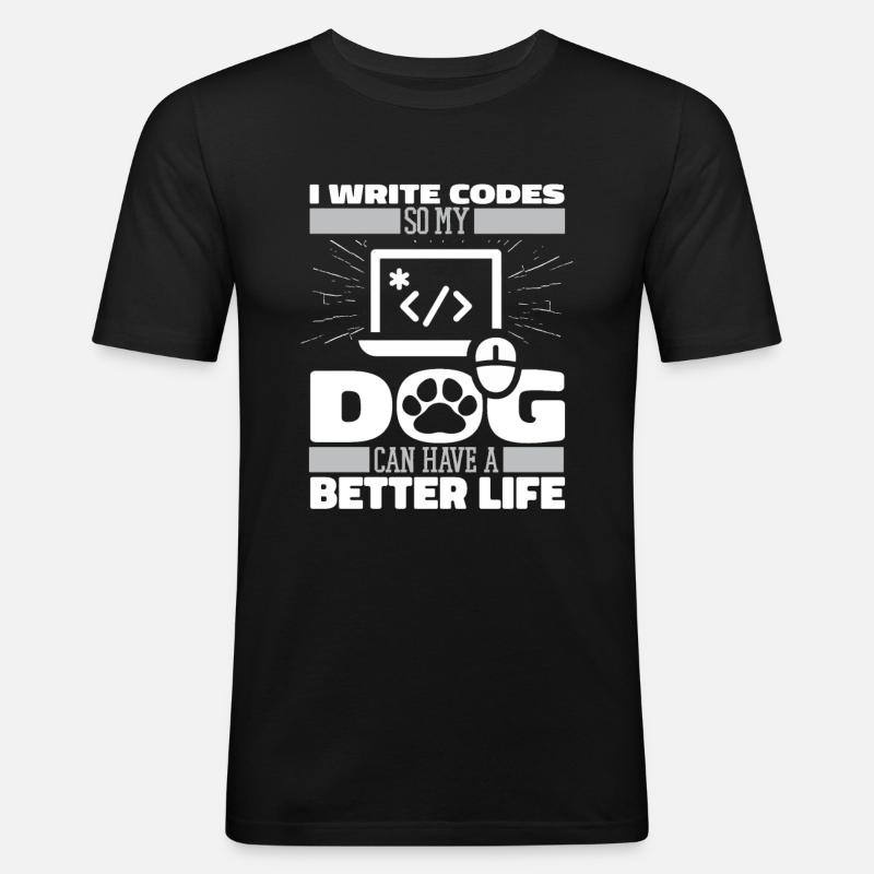Entwickler Coder Programmierer Hund - Männer Slim Fit T-Shirt - Schwarz