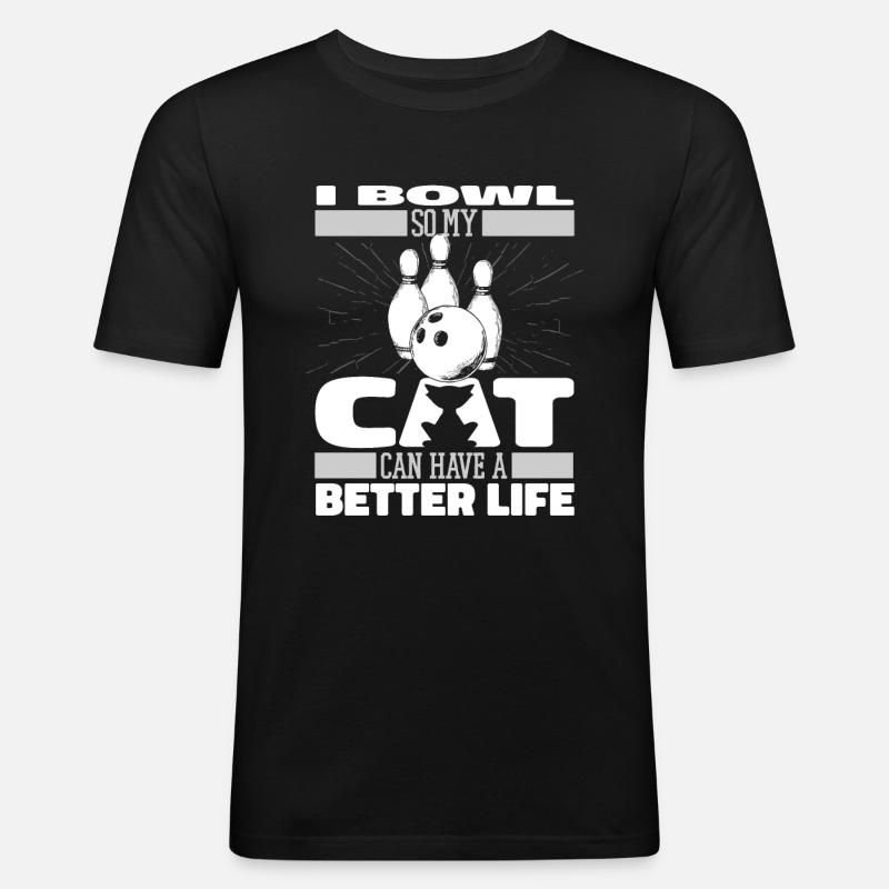 Bowling Bowling Bowler Chat - T-shirt près du corps Homme - noir